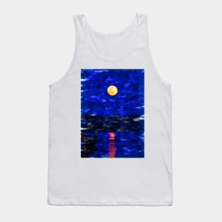 Bright Full Moon Lake Reflection. For Moon Lovers Tank Top